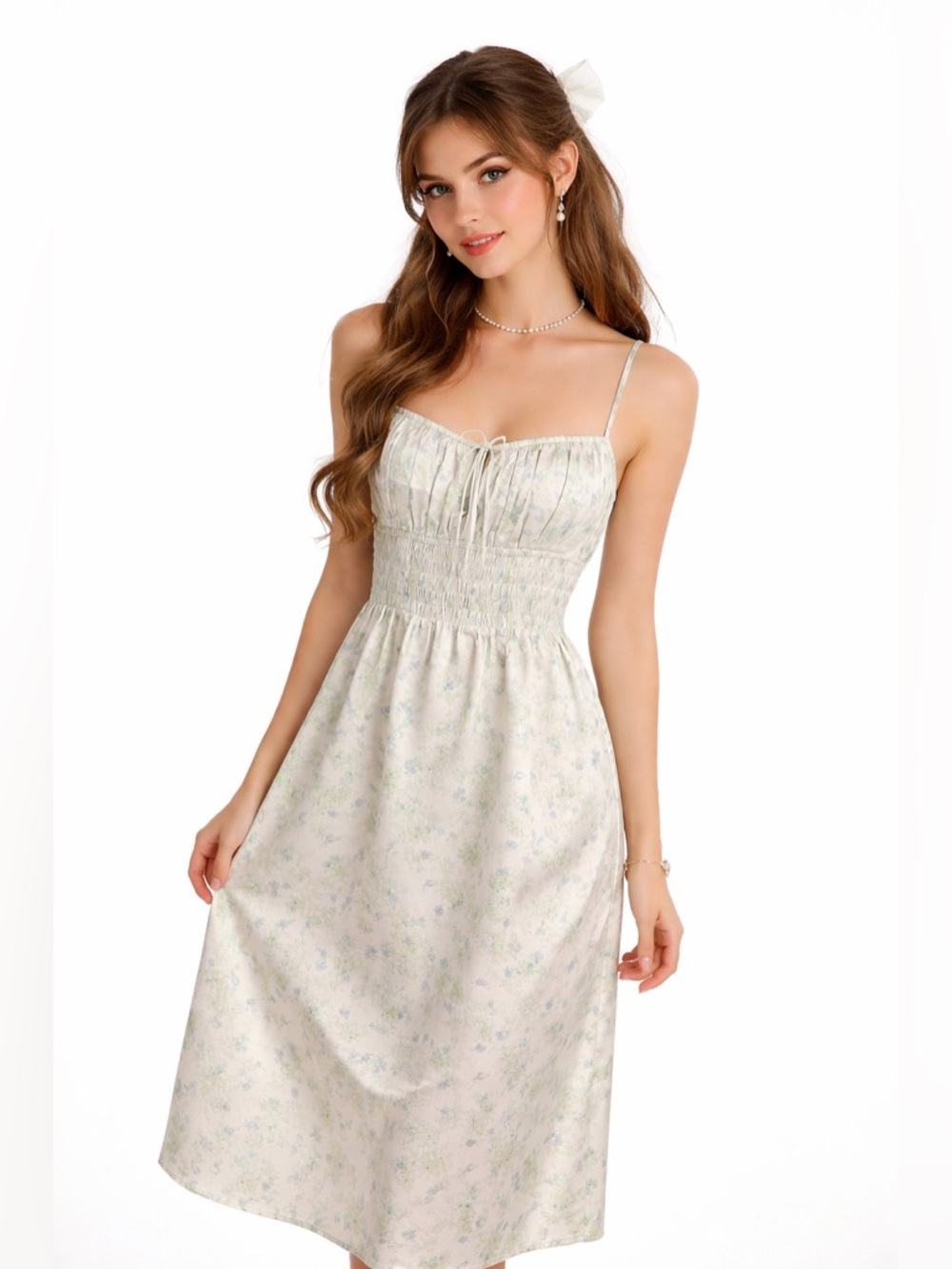 ASTR The Label Floral Smocked Midi Dress Spaghetti‎ Strap Feminine NWOT
